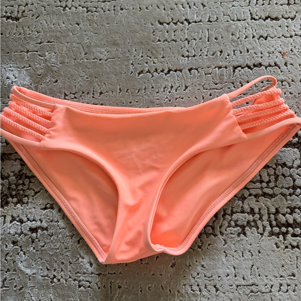 Vitamin A Coral Bikini Bottoms with Strappy Design